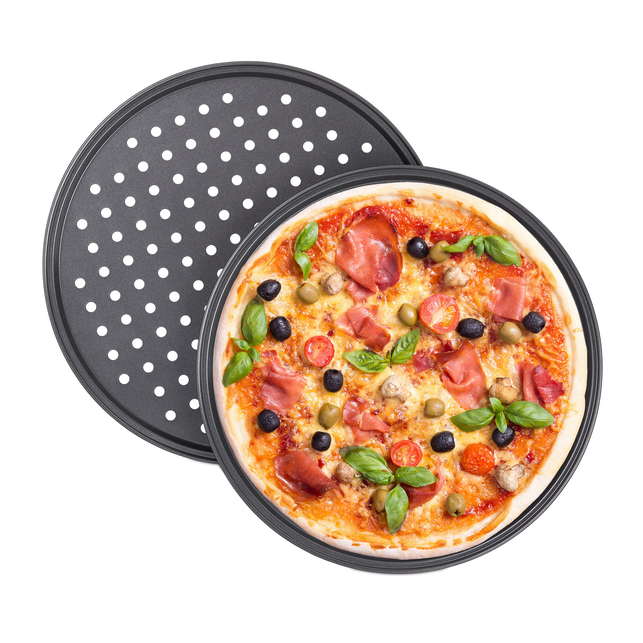 EBTOOLS Plaque à Pizza Plat à Pizza Rond Antiadhésif En Acier Au Carbone De 9 Pouces Plats De