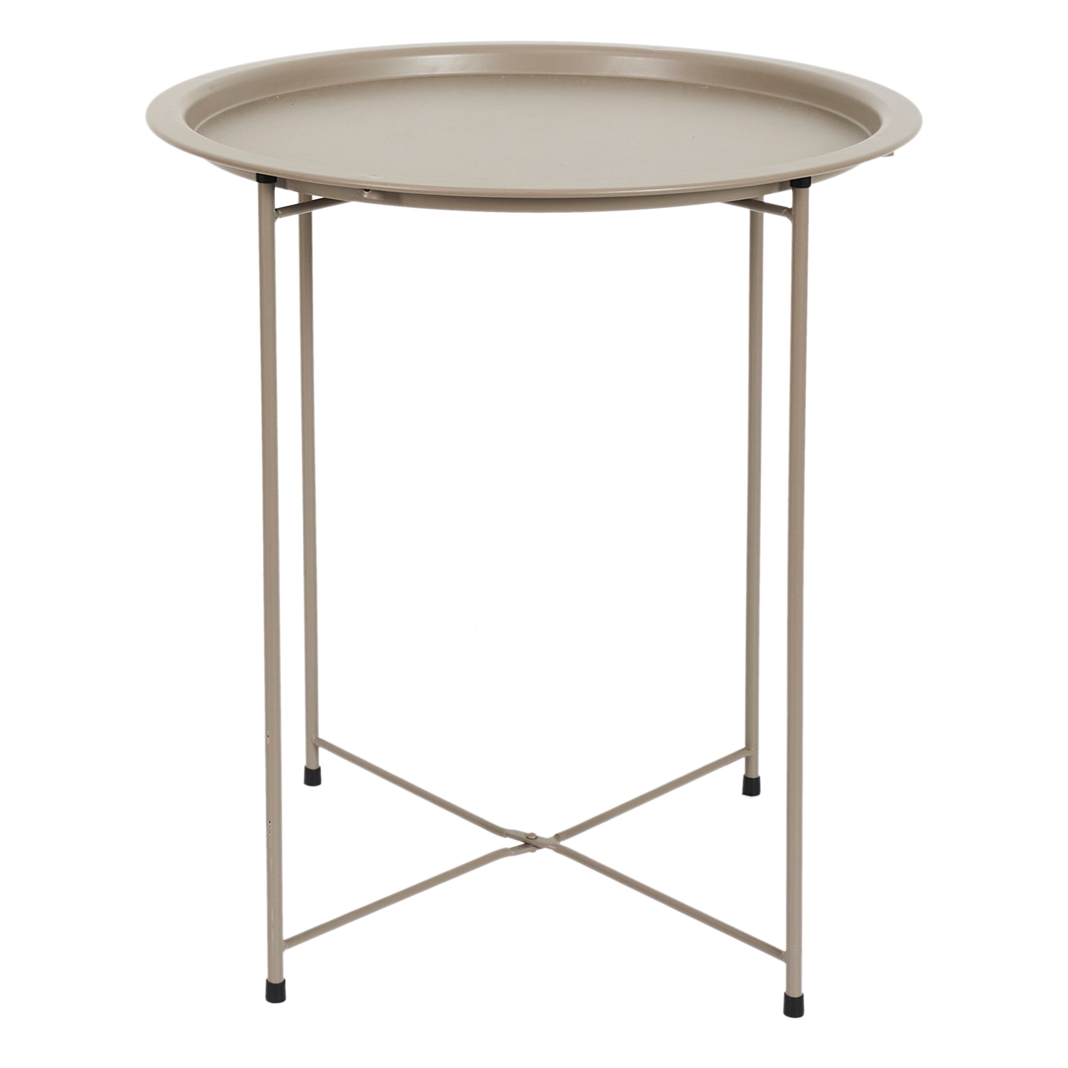 Table basse de jardin rond en Métal Beige - 4