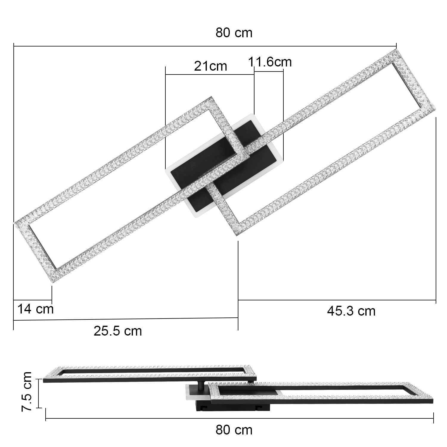 ZMH Nowoczesna kryształowa lampa sufitowa LED z pilotem – 56 W - 6