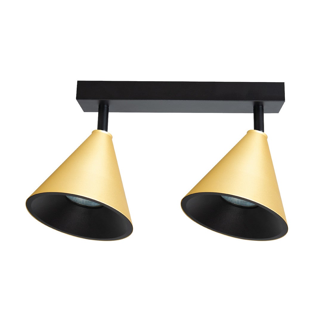 Reflektor sufitowy spot natynkowy Cone listwa złoto-czarny 2xGU10x10W wym: 16,5 x 31 x 12 cm aluminium Milagro