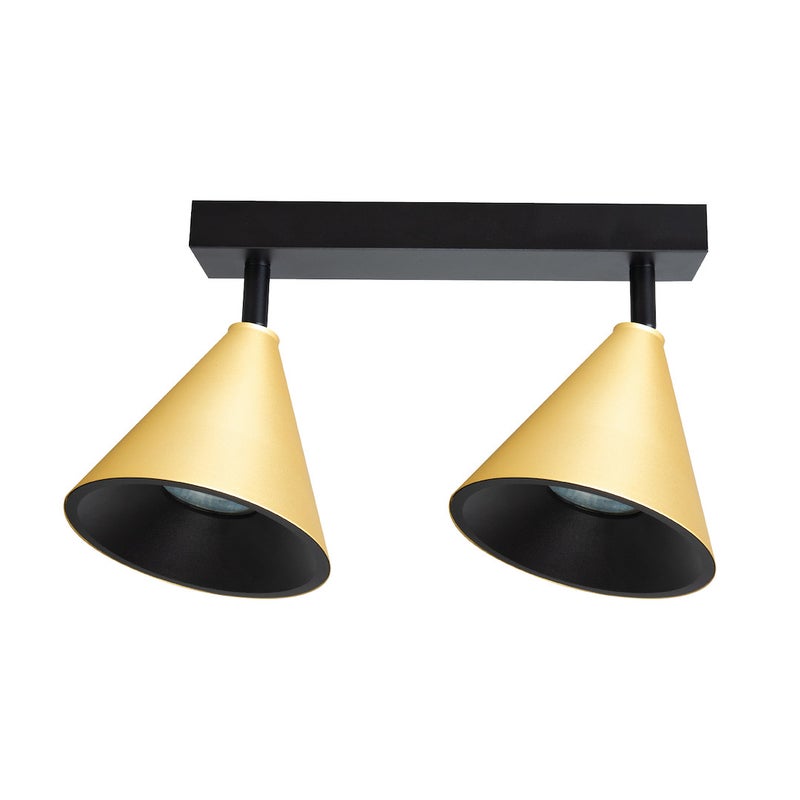 Reflektor sufitowy spot natynkowy Cone listwa złoto-czarny 2xGU10x10W wym: 16,5 x 31 x 12 cm aluminium Milagro