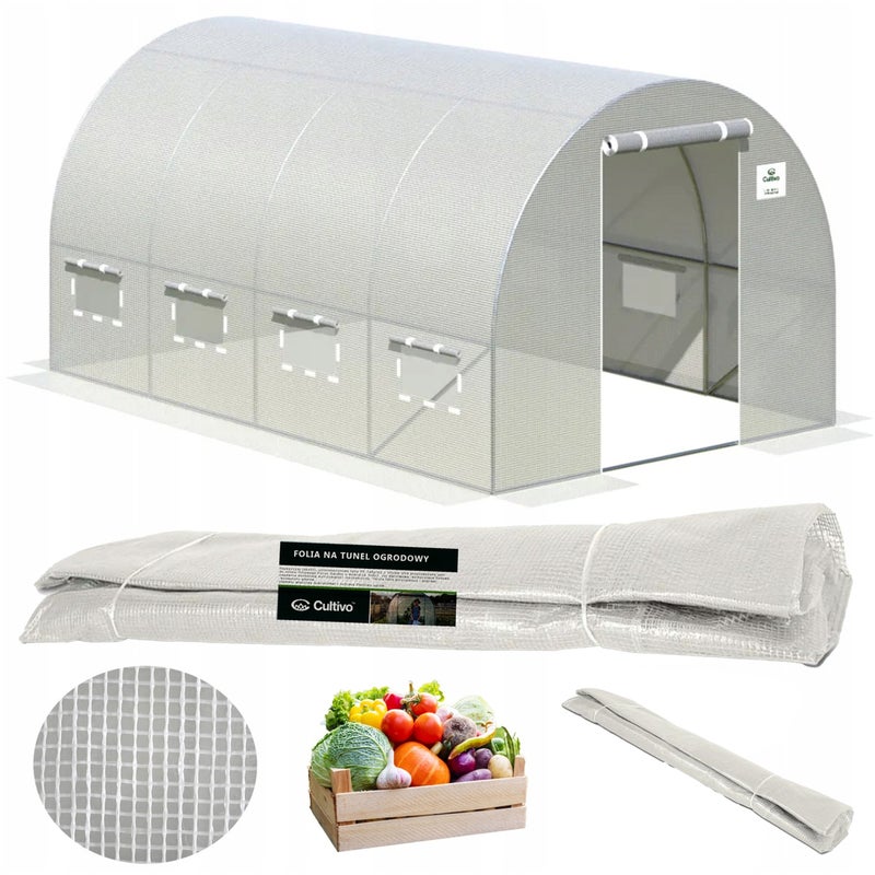 Folia Cultivo Poszycie Na Tunel Ogrodowy Szklarnia 3x6x2 Biały Uv-4 Mocna 1 szt