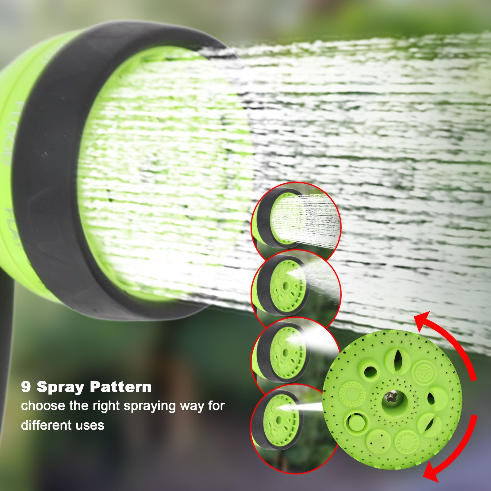 Buse de pulvérisation d'eau pour tuyau d'arrosage, 9 modes, antidérapante, pour arroser les plantes, laver la pelouse, les voitures et l'extérieur - 3