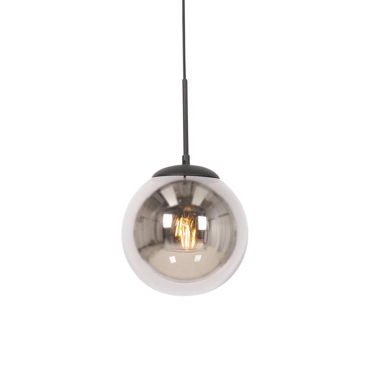 Lampa wisząca w stylu art deco czarna z przydymionym szkłem - Flore