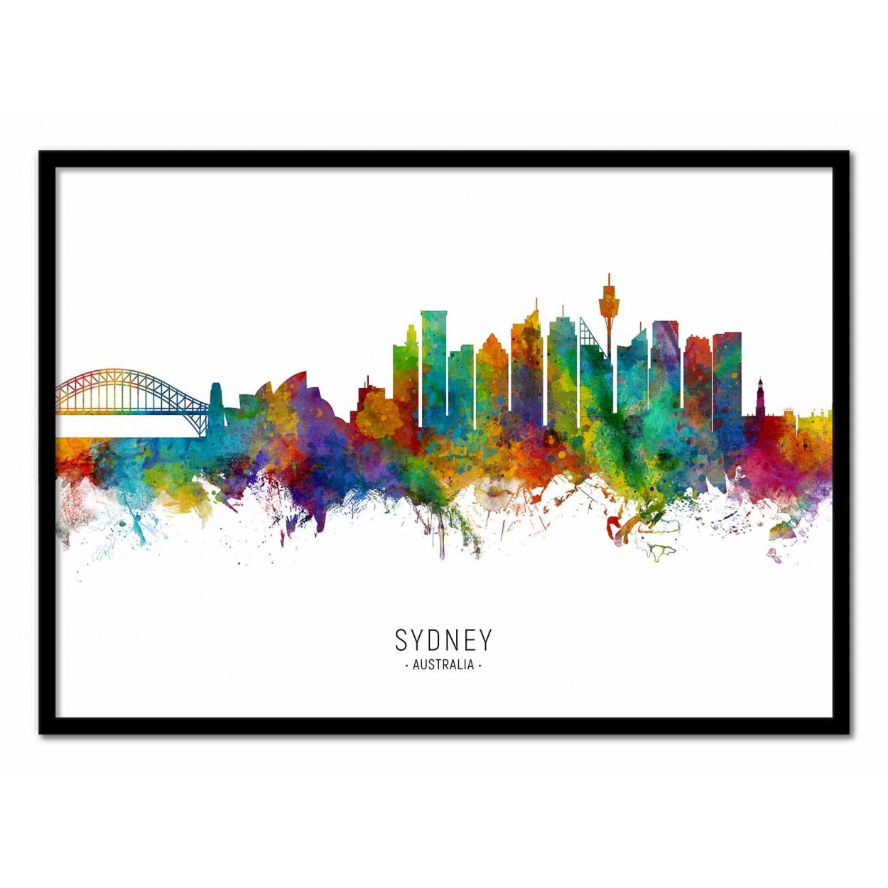 Art-poster - sydney australia skyline (colored version) - michael tompsett - con marco negro 50 x 70 cm