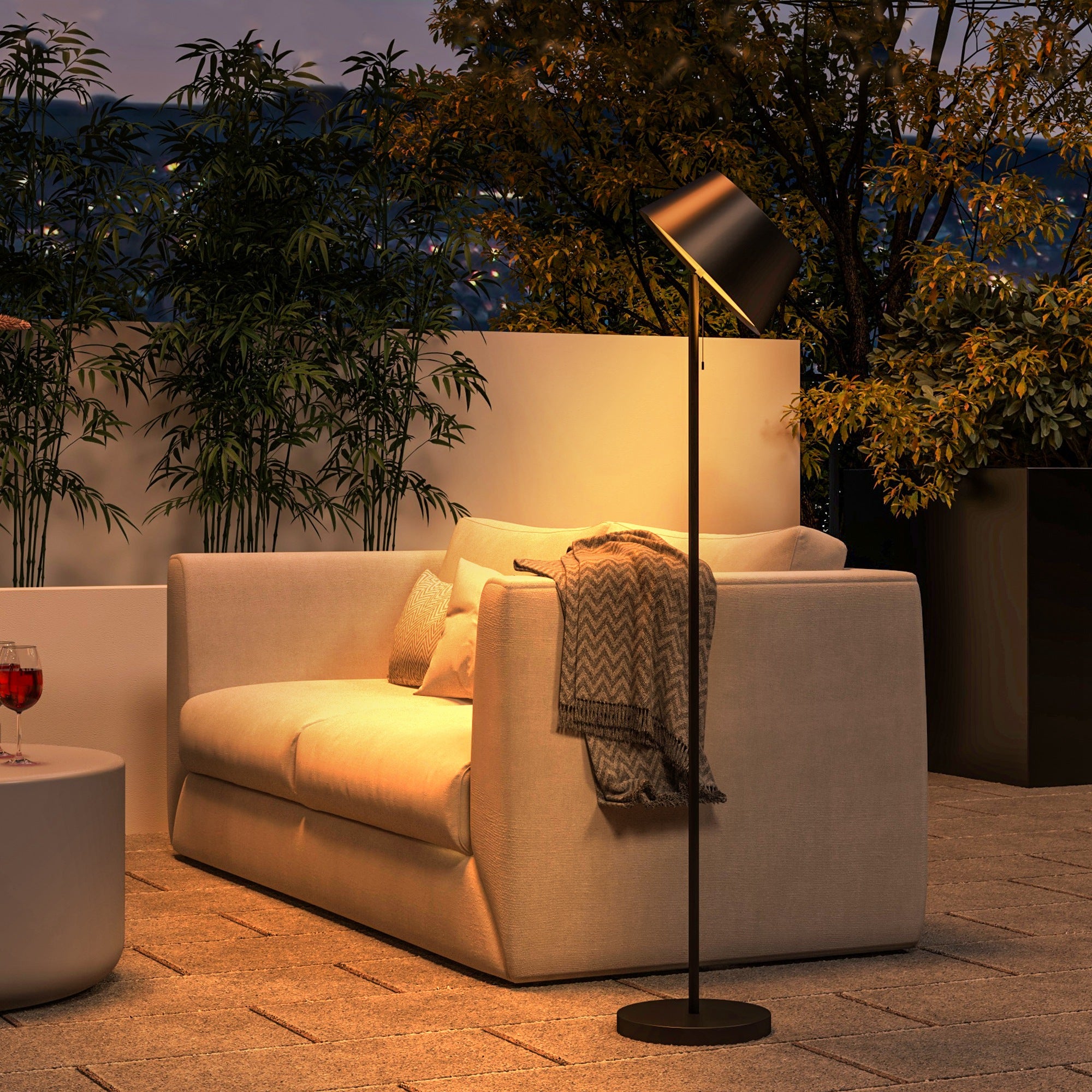 Lampadaire Solaire Extérieur Avec Capteur Lumière - Intensité Variable, Blanc Chaud & RVB, Sans Fil, Rechargeable, Étanche IP65 Pour Jardin & Terrasse