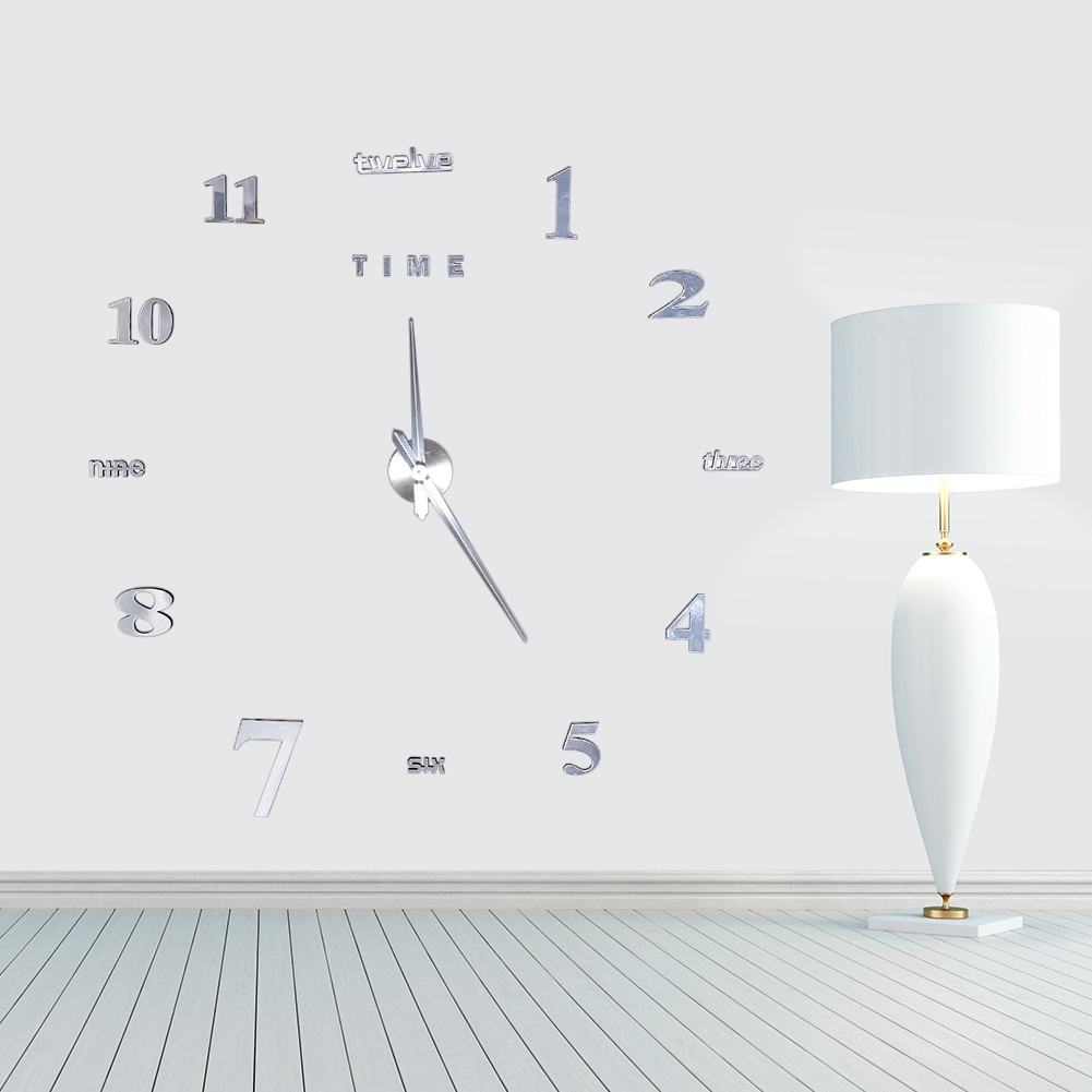 Kit de reloj de pared moderno de bricolaje, superficie de espejo 3d