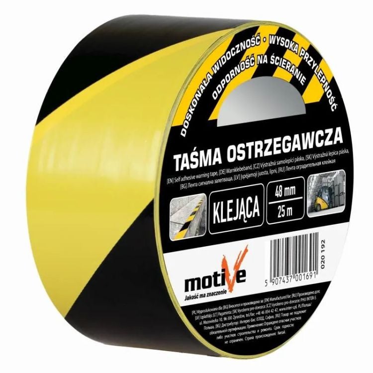 Taśma ostrzegawcza klejąca żółto-czarnaMotive