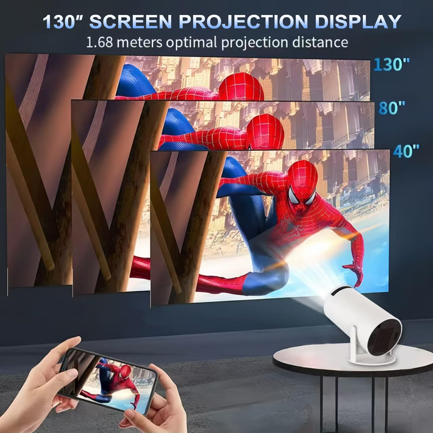Videoprojecteur Mini Projecteur FHD 4K Portable Projecteur Video Correction Trapèze Rotation 180° Rotation Compatible TÉLÉPhone/PC/HDMI/USB - 6