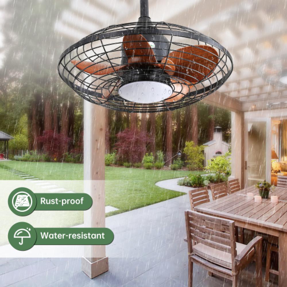 Ventilateur de plafond 51CM avec éclairage LED, 5 pales en ABS, moteur DC et télécommande pour espaces extérieurs, terrasses et pergolas - 7
