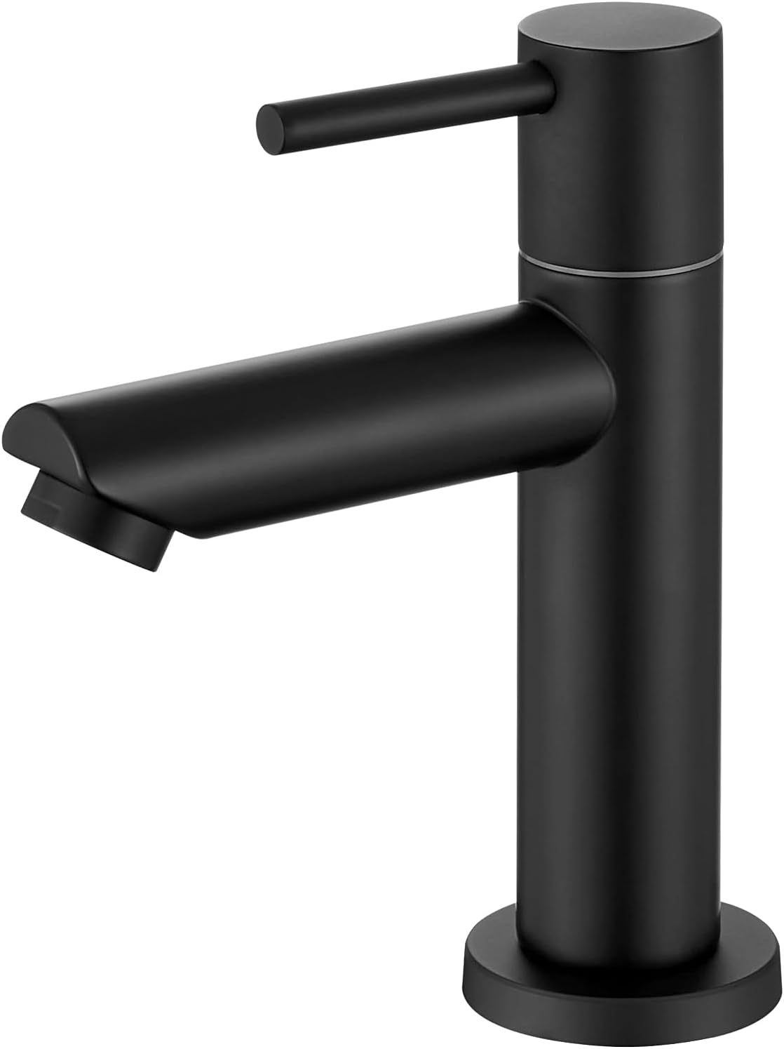 Czarny kran zimnej wody, jednootworowa bateria umywalkowa ze stali nierdzewnej (wylot prosty lakierowany na czarno) z elastycznym wężem 60 cm