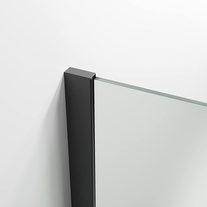 Mampara de ducha fija 60 cm translucida negro mate antical 8mm 200 cm alto - 4