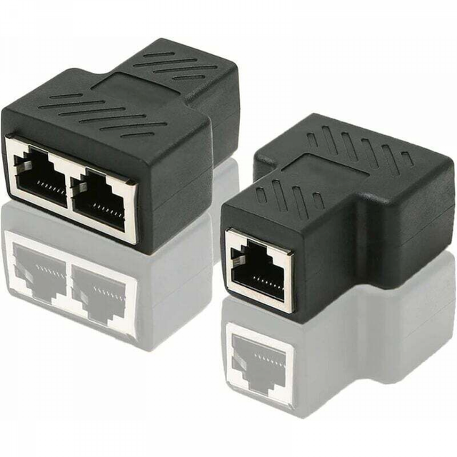 Adaptateur répartiteur port Ethernet RJ45 CAT6 LAN 1 à 2 coupleur femelle double femelle à femelle paquet de 2 noir, 1000 pièces