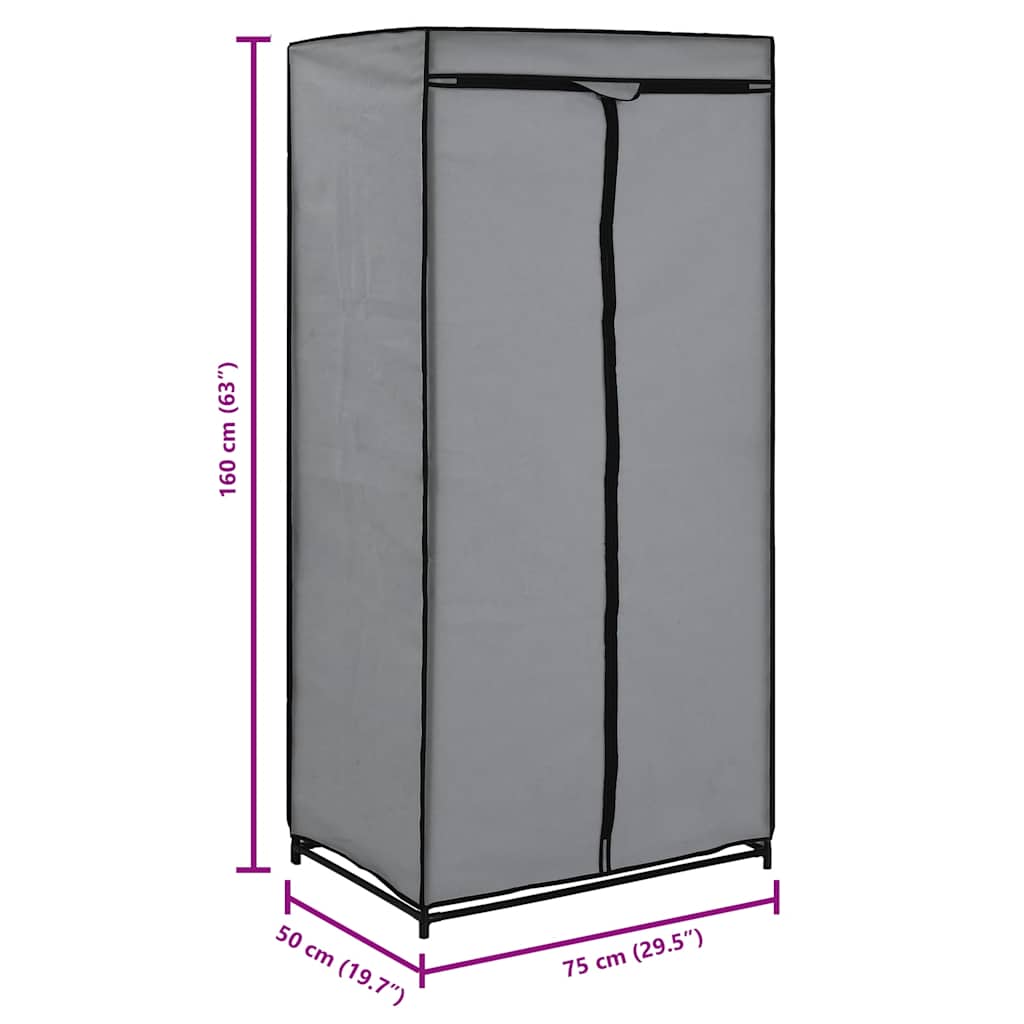 Garde robe Gris 75x50x160 cm - 9