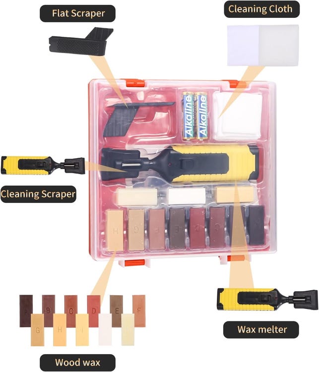 Kit de Réparation Parquet Bois -11 Blocs de Cire de Couleurs Variées - Réparez facilement vos sols stratifiés,laminés ou en bois avec ce kit pratique. - 3