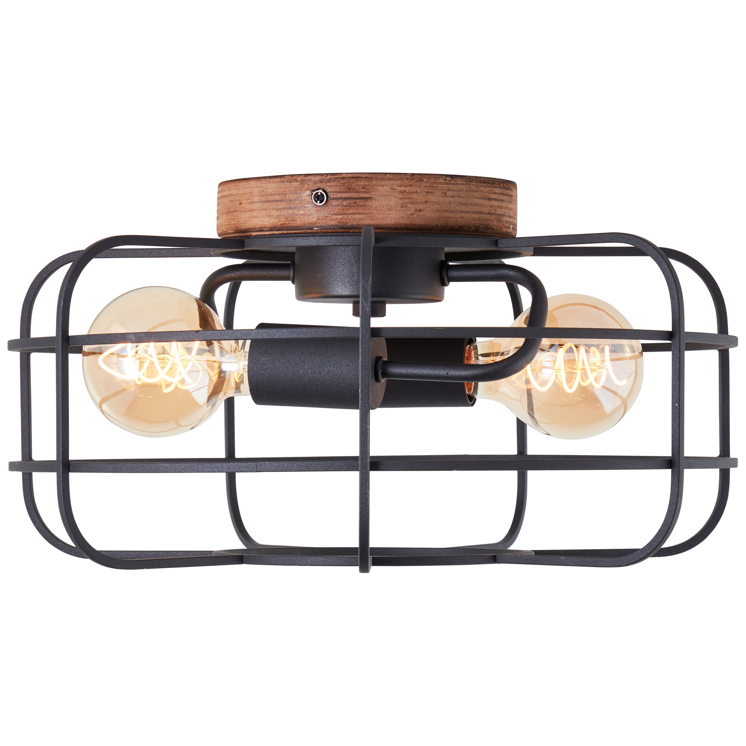 Brilliant Gwen lampa sufitowa 40cm antyczne drewno/czarny korundowy metal/brązowy bambus 2x A60, E27, 40 W - 3