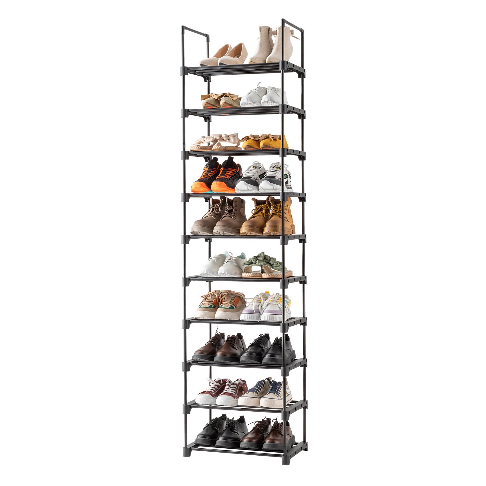 Étagère à chaussures 10 couches, tuyau en fer, organisateur d'étagère à chaussures étroite, étagères à chaussures pour placards, 45*30*174cm - 8