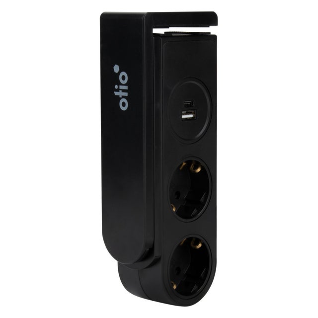 Multiprise 2 prises Schuko 16A + 2 USB A+C - Gekko - Noir - Otio