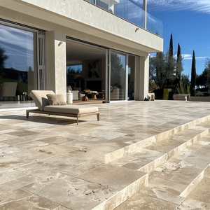 TRAVERTIN RUSTIC (2nd Choix) , pierre naturelle, Opus 4 formats EP 1,2cm intérieur/exterieure (carton de 0,74m2) - PATTOM Leroy Merlin Les bons plans des petits projets avant l'été