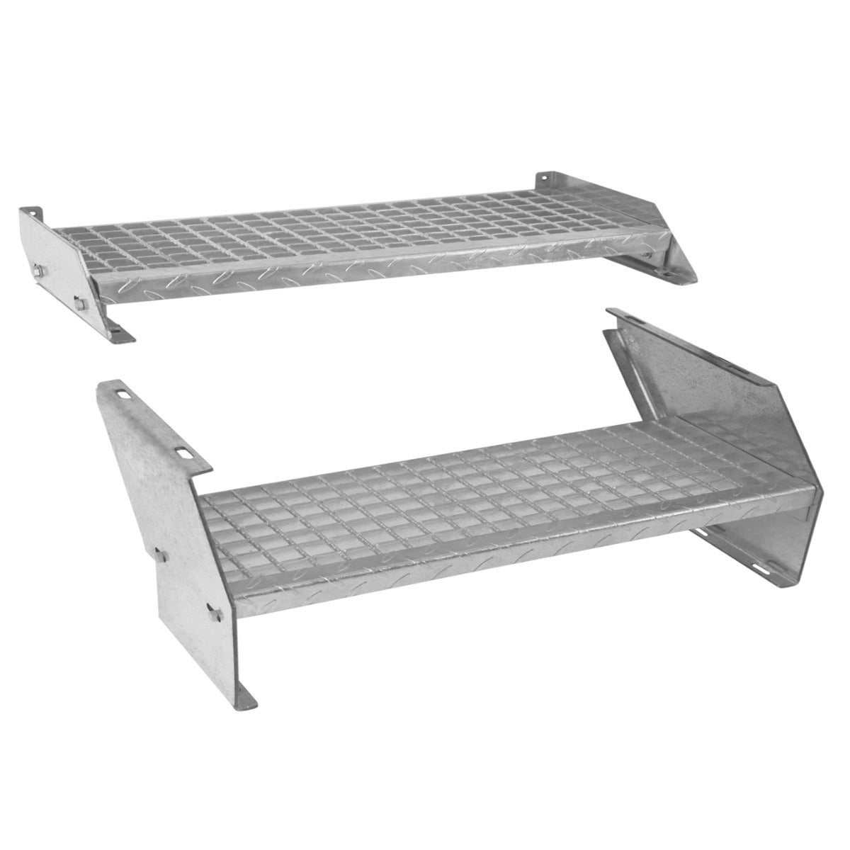 Scala in metallo a 2 livelli regolabile in altezza 90 cm di larghezza Acciaio zincato argento 2 gradini regolabili - 4