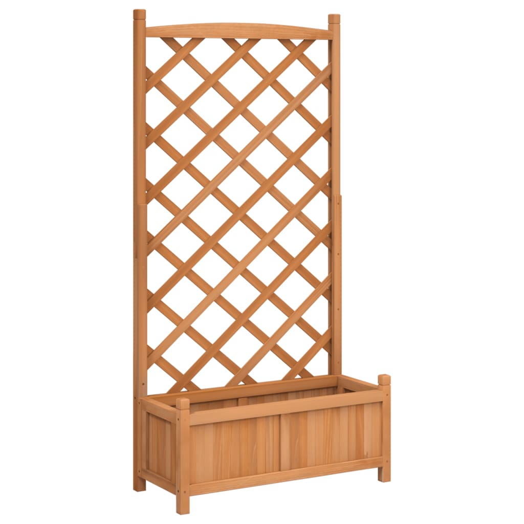 vidaXL Jardinière avec treillis marron bois massif de sapin - 2