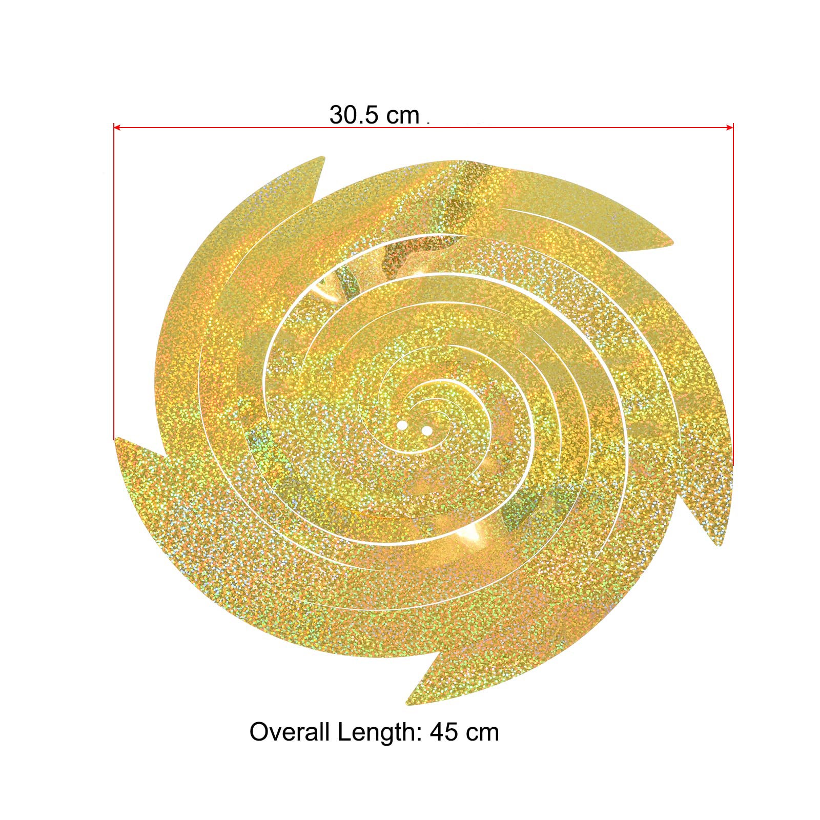 Embalagem de 6 refletores espirais anti-pássaros, dispositivo repelente de pássaros refletor, dourado, 45 x 30,5 cm - 3