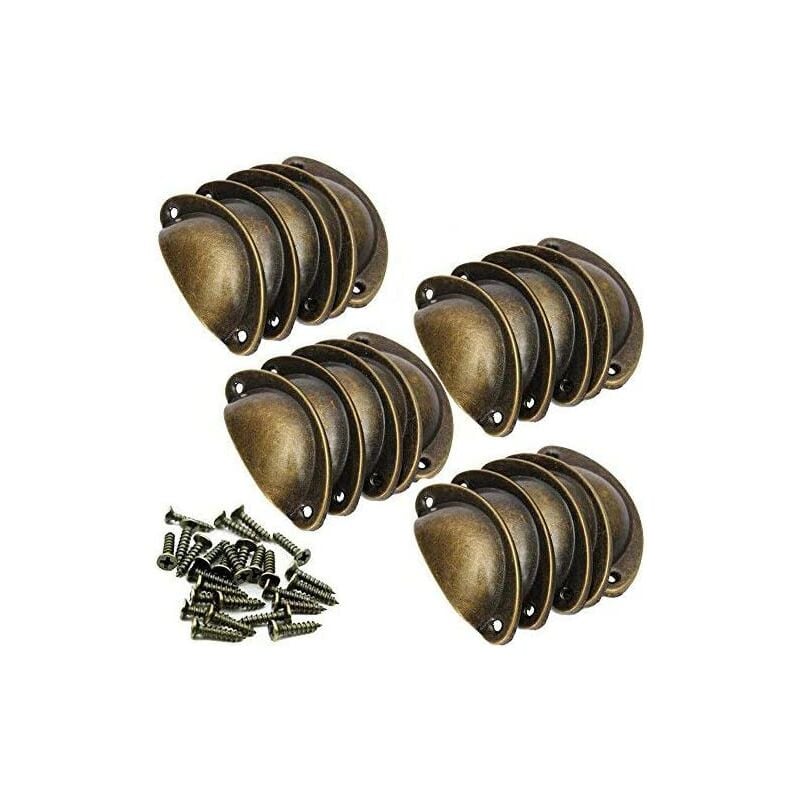 Lot De 20 Poignées De Tiroir En Fer Style Coquille - Couleur Bronze - 81mm - Pour Meuble/armoire - Neuf