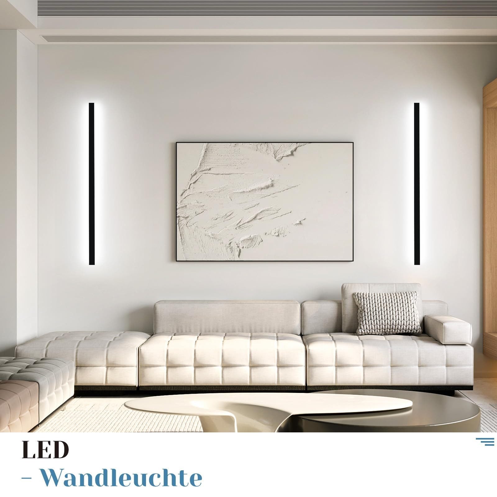 NETTLIFE Zestaw 2 lamp ściennych do wnętrz czarnych 100CM nowoczesne oświetlenie ścienne do przedpokoju 32W - 5
