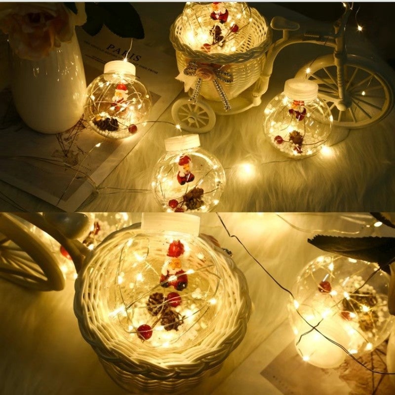 Guirlande lumineuse boule de vœux de noël, 3m, 10 lumières, 8 modes, rideaux lumineux du père noël pour ornements de fenêtre de maison - 3