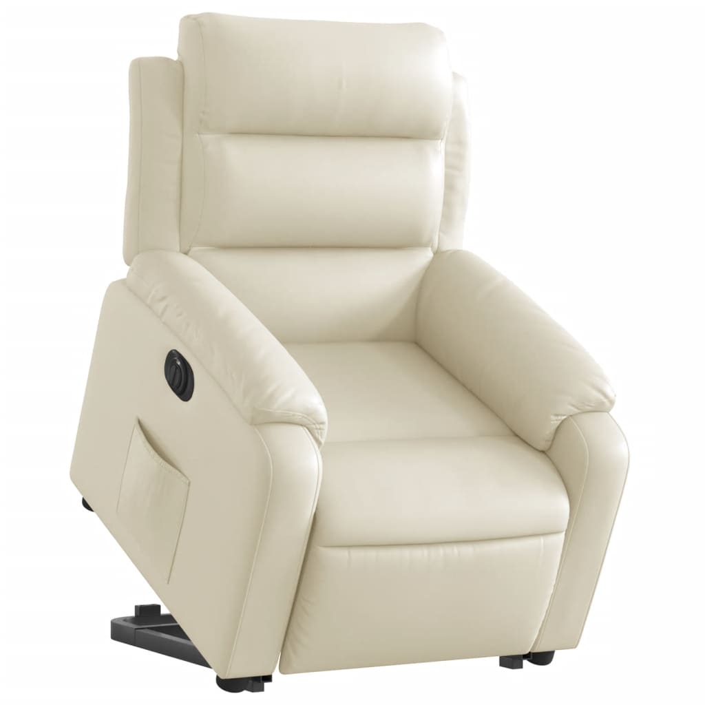 Fauteuil inclinable électrique crème similicuir - 3