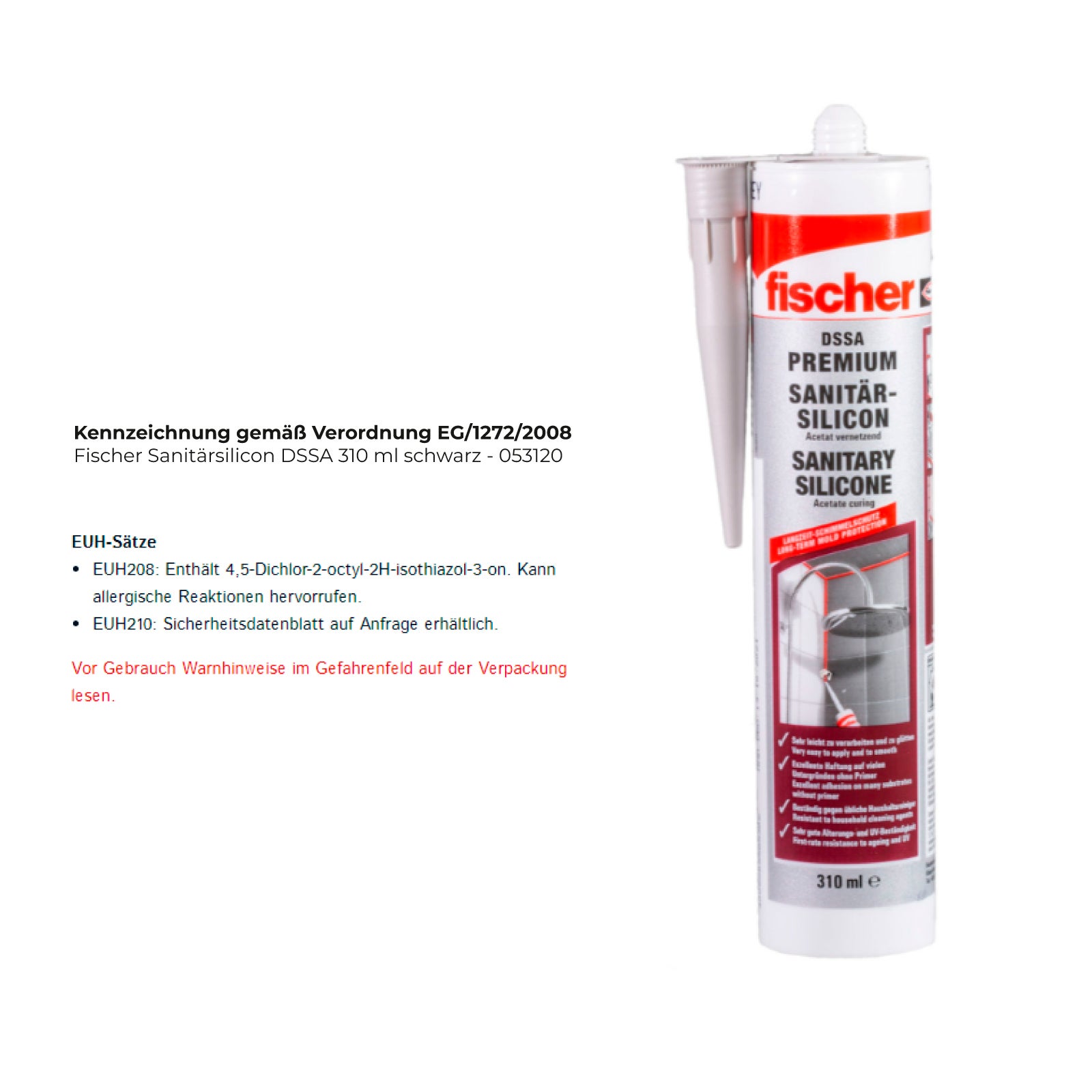 Fischer Silikon Sanitarny DSSA 310 ml czarny - 053120