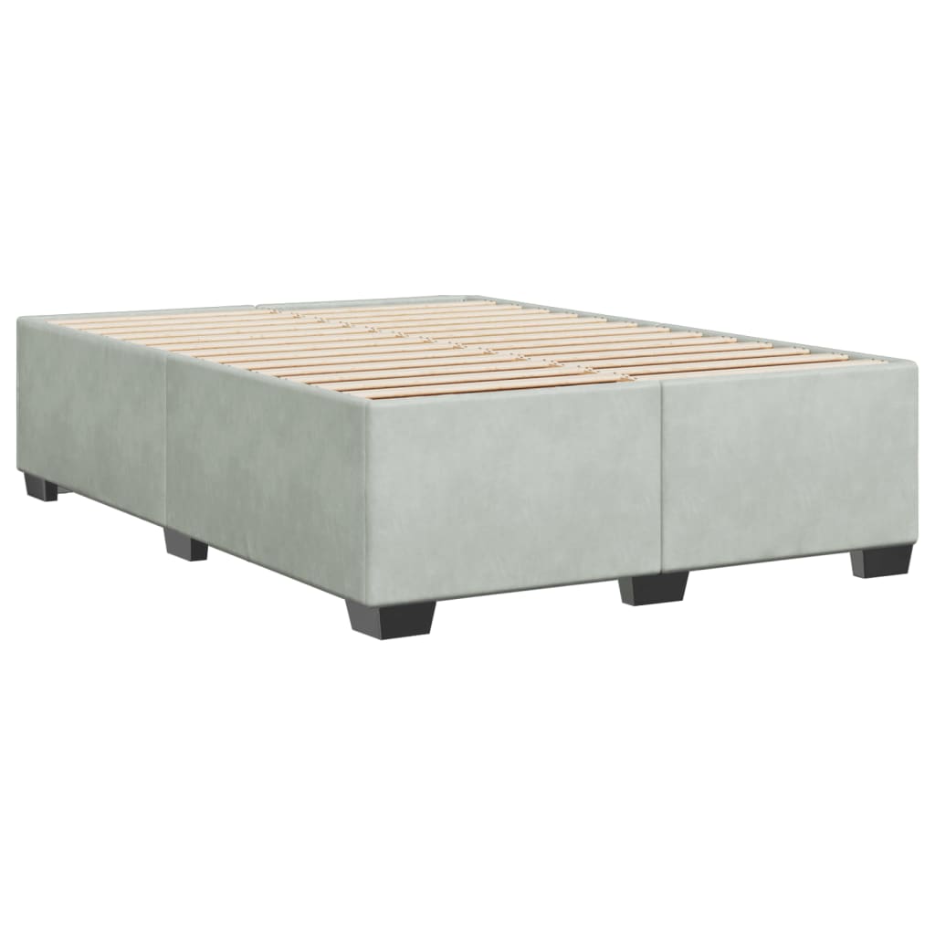 Cadre de lit sans matelas en velours gris clair pour la chambre, 160 × 200 cm - 6