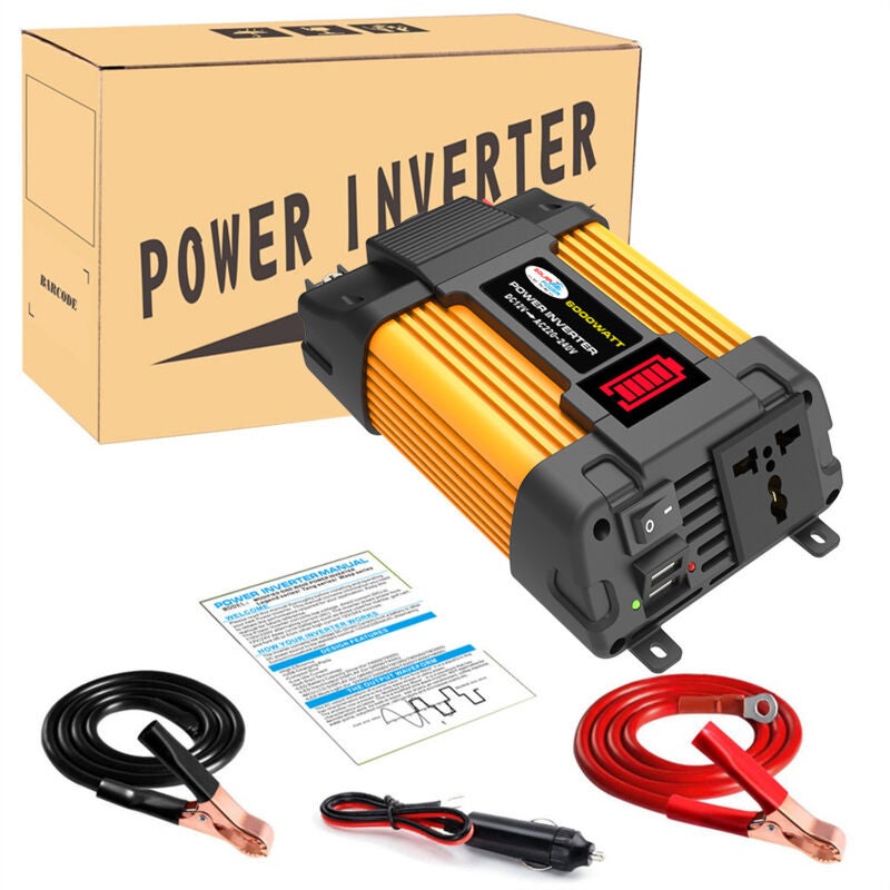 Convertisseur de tension 4000W DC 12V à 220V Double chargeur USB 4.2A Protection surcharge et courts-circuits Affichage puissance batterie - 5