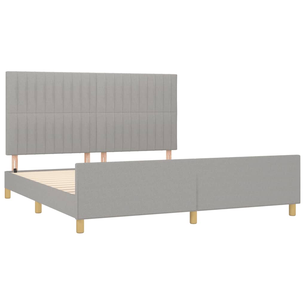Cadre de lit sans matelas en tissu gris clair pour la chambre, 180 × 200 cm - 4