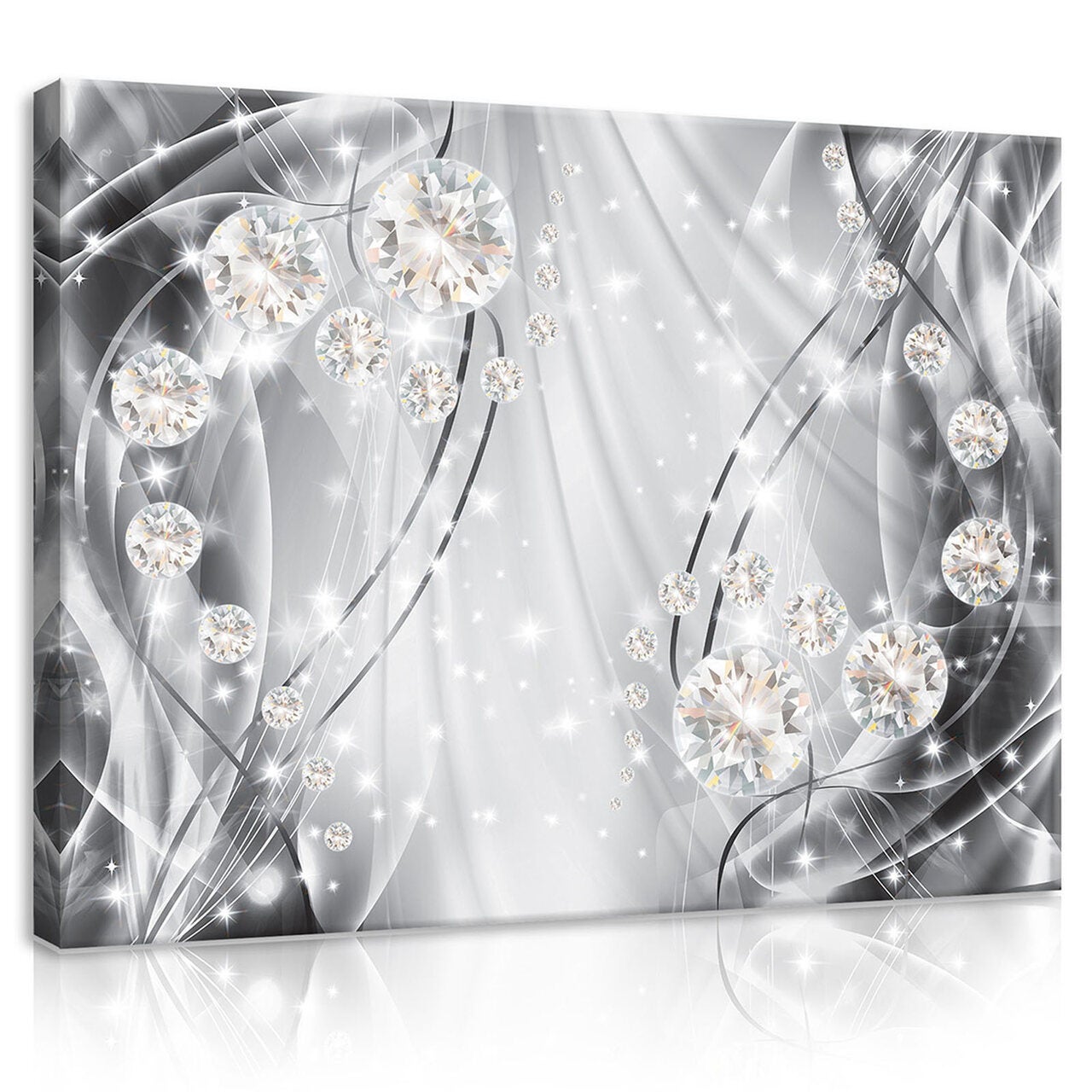 Impression Sur Toile Diamants Abstraction Argent Moderne 80x60 Cm XXL impression-sur-toile-diamants-abstraction-argent-moderne-80x60-cm-xxl