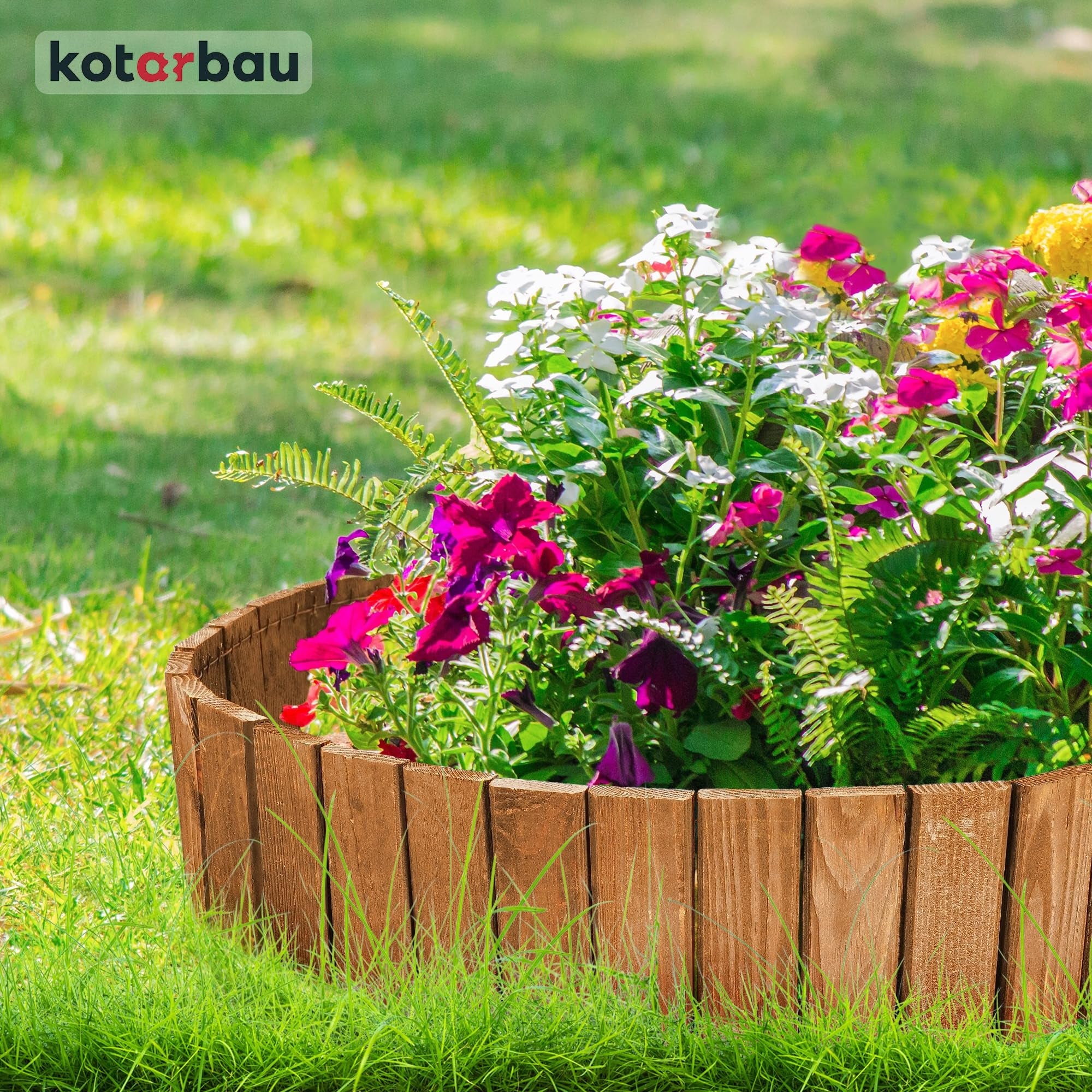 Mini Clôture Bois de Jardin Couleur Chêne 15x110 cm - Bordure de Pelouse - Palissade en Bois Anti-Rongeurs - Barrière Bois Jardin - KOTARBAU - 2