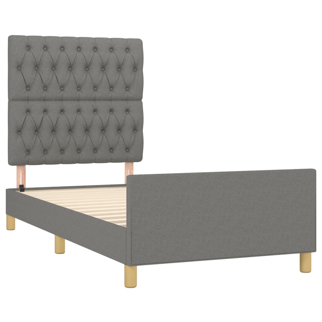Cadre de lit sans matelas, tissu, gris foncé, pour la chambre, 100 × 200 cm - 4