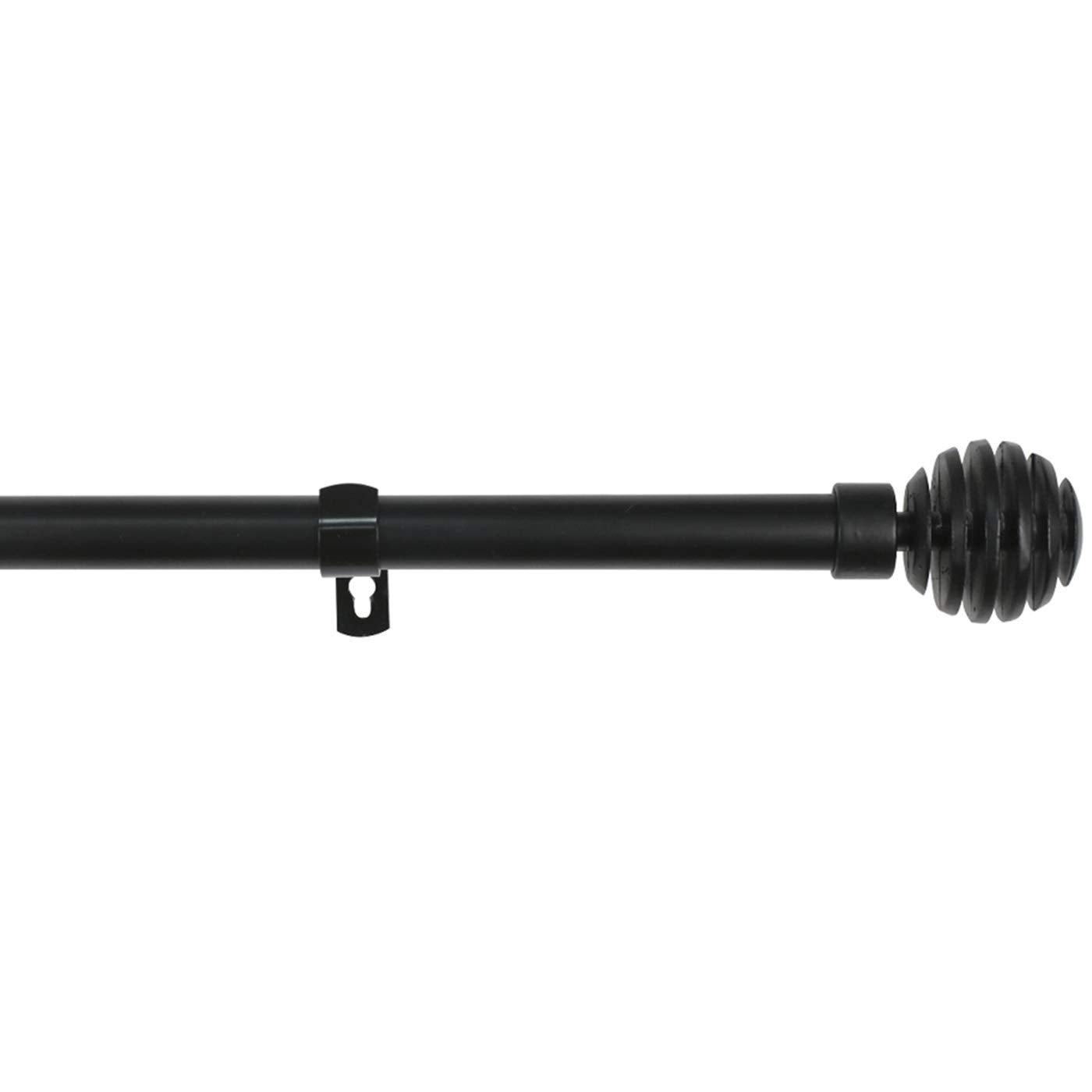 Home mercury-barra sencilla forja universal extensible,barra de cortinas decorativa extensible (negro, 120-210cm bola rota)