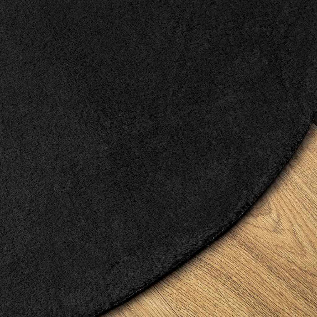 Tapis à poils courts doux et lavable noir pour le salon, Ø 200 cm - 4