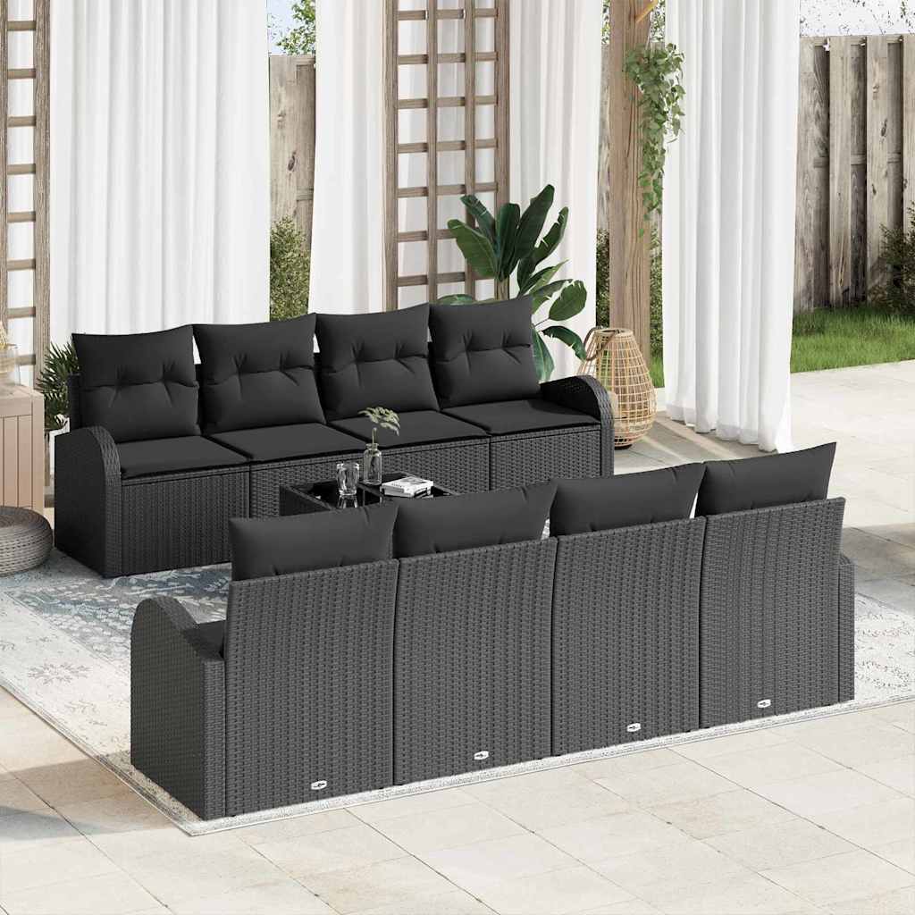 Zestaw Sof na Ogród Czarny 55 x 55 x 37 cm polirattan vidaXL