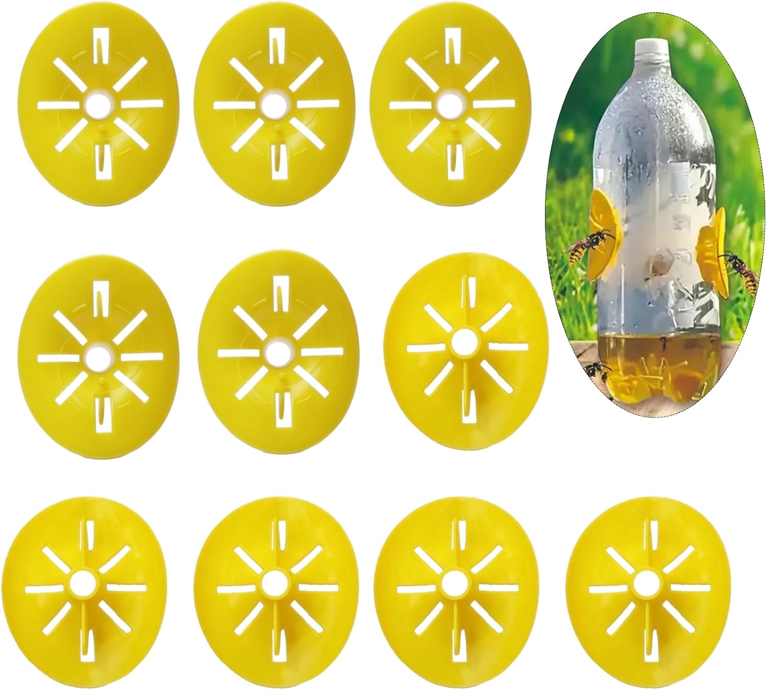 VIDSTW 10 Pièces Piège à Guêpes Extérieur Jaune - Piège Frelon Réutilisable Sans Produits Chimiques