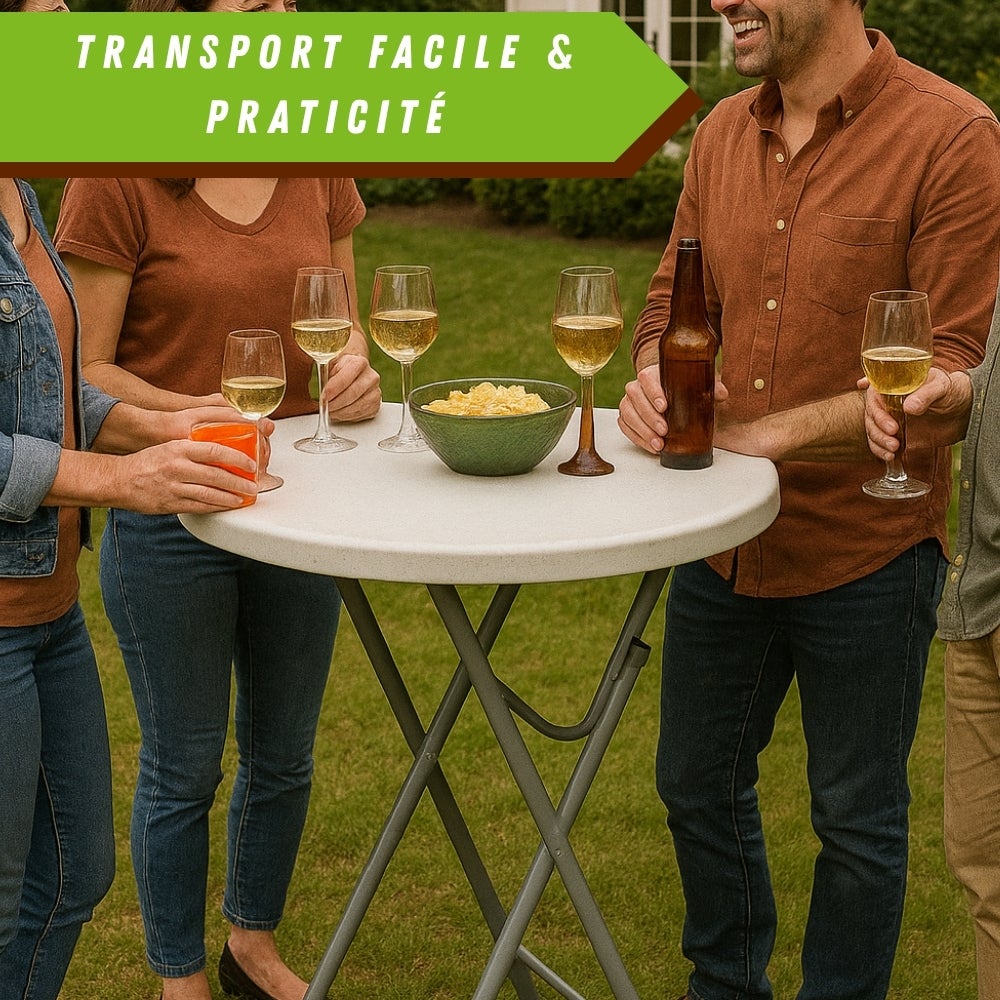 Table mange debout pliante Ø81 x H110 cm – robuste et facile à ranger - 7