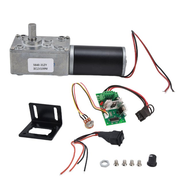 Moteur à engrenages DC12V Structure d'arbre en acier inoxydable pour machines à rideaux et panneaux d'affichage (12V10RPM)
