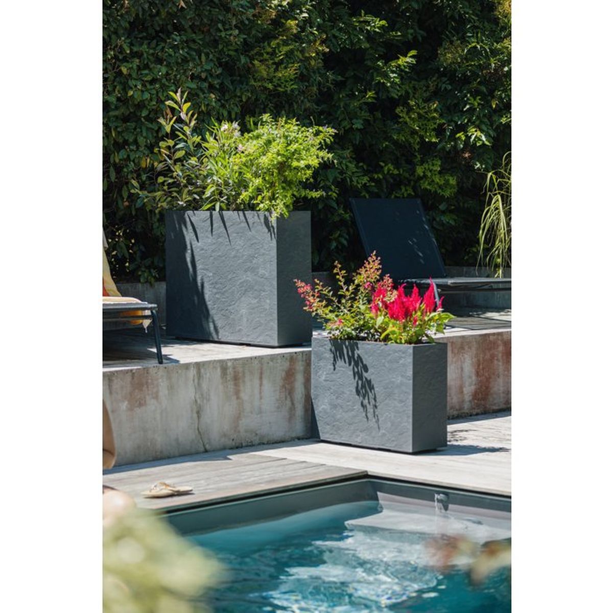 Jardinière muret EDA Volcania Loft L 46 L anthracite double paroi - 3