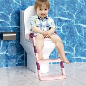 Réducteur WC Enfant 2 En 1 Avec Marchepied | Siège Toilette Réglable Et Pliable | Antidérapant, Protection Éclaboussures | Apprentissage Propreté Garçons Filles