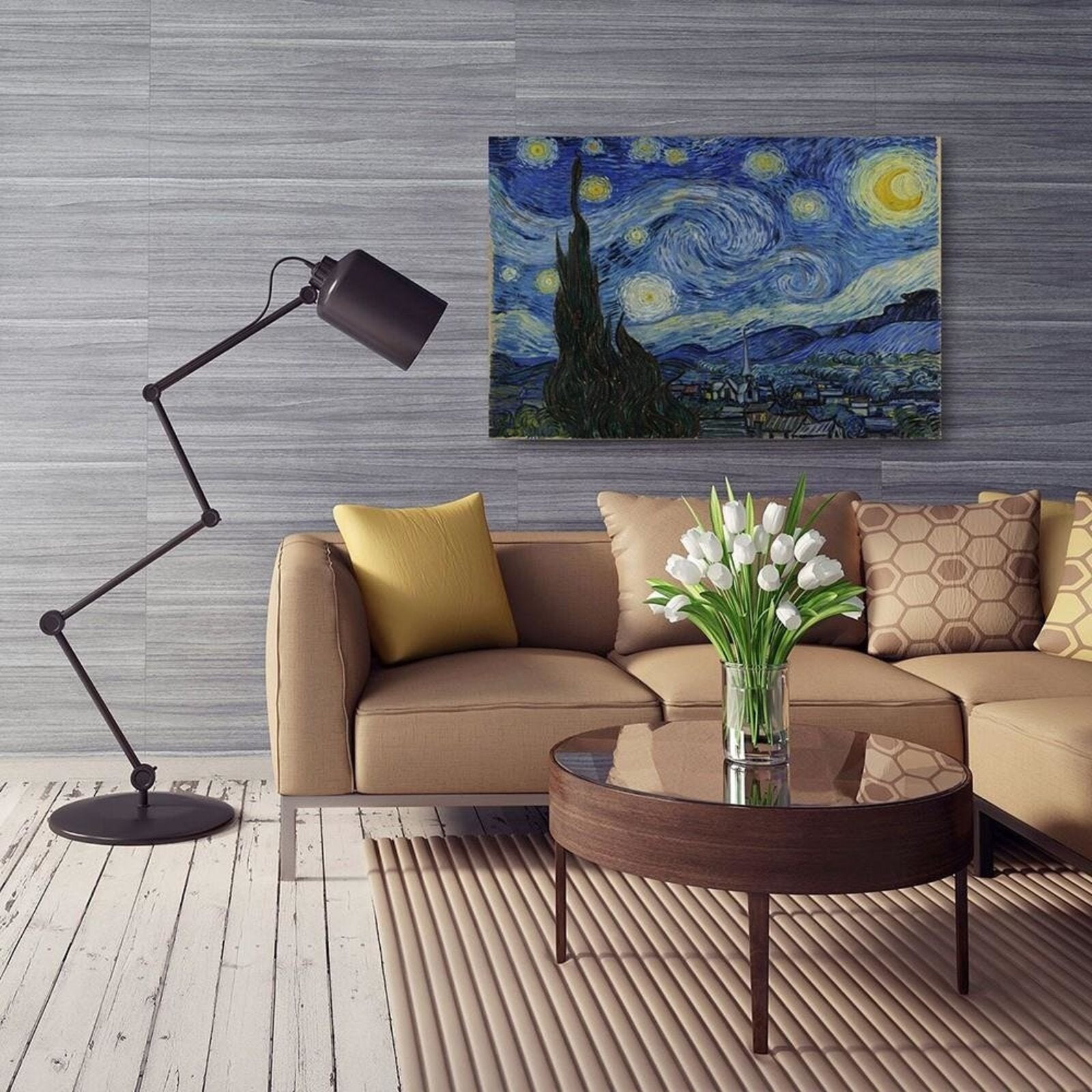 Tableau image de reproduction de v. Van Gogh - nuit étoilée - 70 x 100 cm - 4