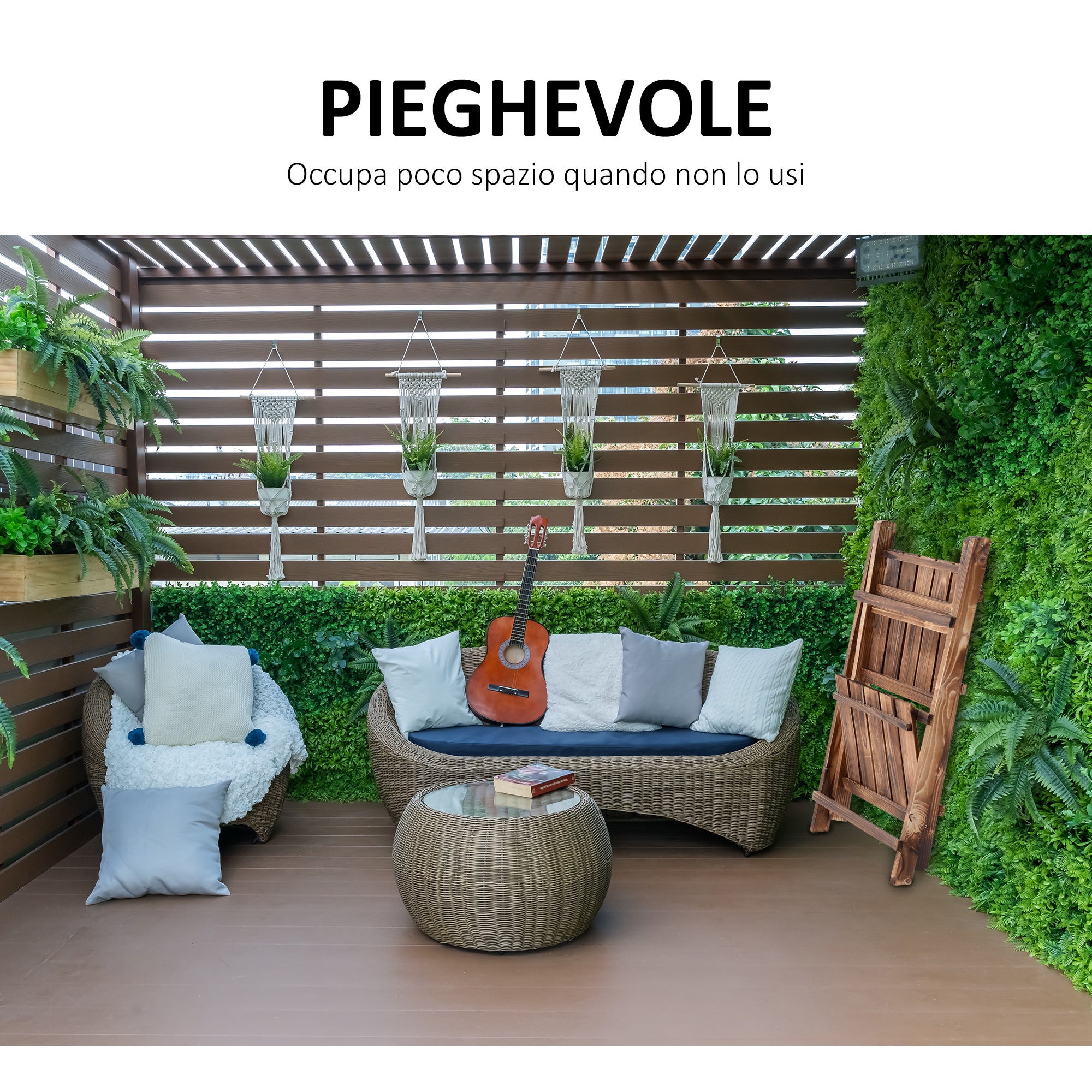 Support pliable en bois pour pots de fleurs, étagère de rangement à 3 niveaux pour jardinières, support pour herbes aromatiques (80L x 37l x 93H cm) - 6