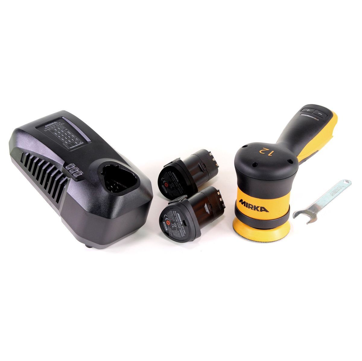 Mirka AOS-B 130NV Accu-excenterschuurmachine voor 32mm schuurpapier schuurschijven max. 12V inclusief 2,5Ah accu 3,0mm slag 8991230312