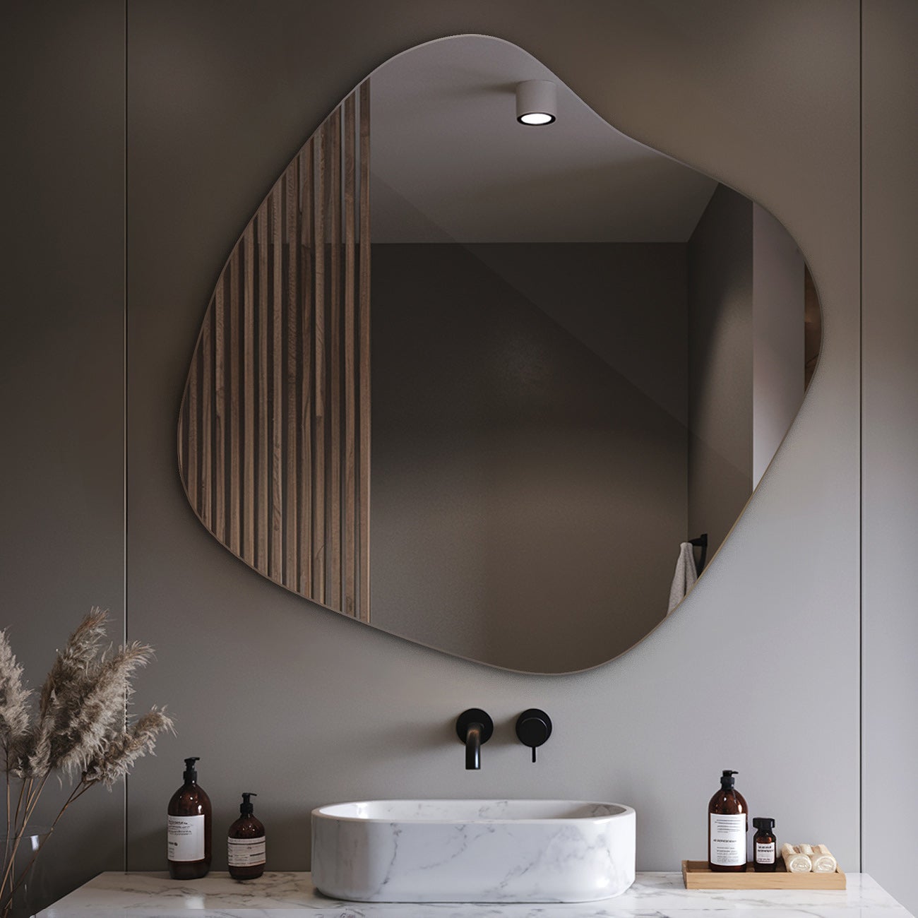 Miroir tache | Wallfluent | 67,6x67 cm | Décoration contemporaine pour salon, chambre - 7