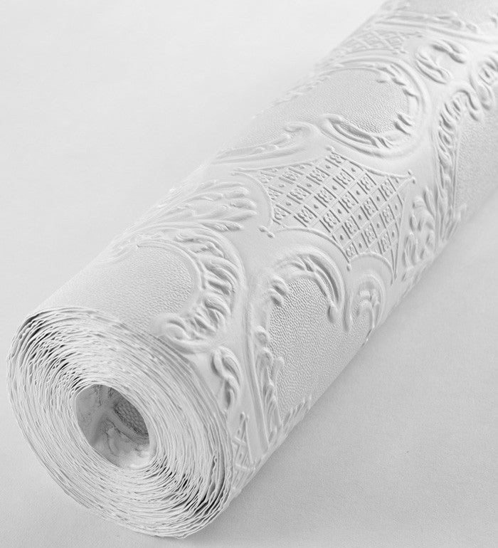Papier peint vinyle à peindre lessivable damas texturé en hautrelief — free download